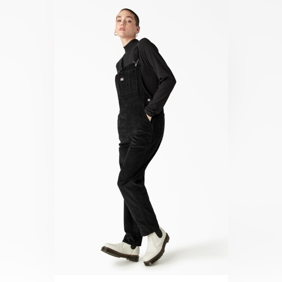 Dickies Women’s Halleyville Corduroy Bib Overalls. Size M Color Black NEVER USED - Picture 3 of 11